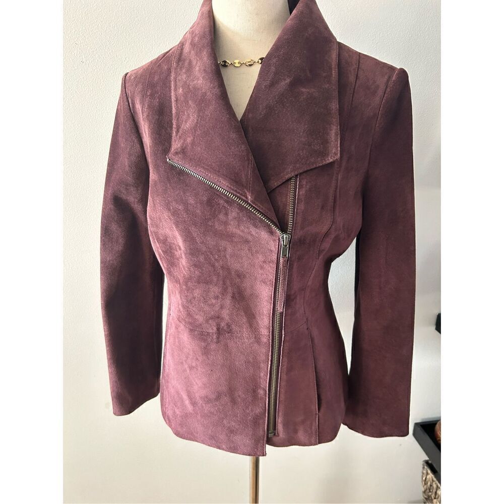Preston and York Purple leather jacket size small real suede